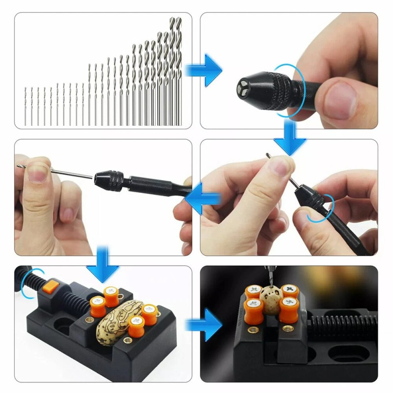 Cahuczlhoz 60Pc Mini Micro Hand Drill Bits Set Small Manual