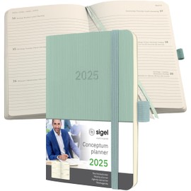 SIGEL C2539 Conceptum Weekly Planner 2025, Approx. A6, Green, softcover, 2 Pages = 1 Week, 176 Pages