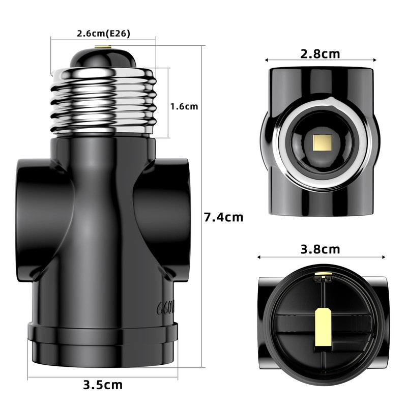 Aiwode E26 Base 1 Light Dual Socket E26 Socket +