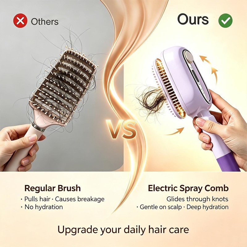 Electric Spray Air Cushion Massage Comb, Rechargeable Steam Brush for