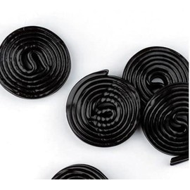 Bayside Candy Broadway Licorice Wheels - Pin Wheels - Strawberry Wheels - Black licorice Wheels (Black Licorice, 1LB)