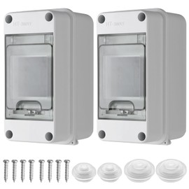 EYPINS 2 x Surface-Mounted Distribution Box 1 Row 3 Modules Fuse Box Surface-Mounted IP65 Wet Room Small Distribution Distribution Surface-Mounted with Sealing Plug for Garden or Outdoor Use