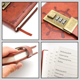 YHNTGB A7 Password Book with Lock, Password Keeper Book Hardcover, Internet Address and Password Logbook for Internet Details Password Organizer Computer Website Logins