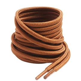 VSUDO 200 cm Round Light Brown Long Boot Laces, 4mm Diameter Shoe Laces for Boots, Heavy Duty Outdoor Work & Hiking Shoelaces for Men or Women (2 Pairs-Light Brown-200cm)