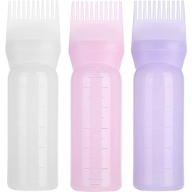 Chazcool Hair Oiling Applicator, 3 PCS Hair Applicator Bottle, Hair Oiler with Graduated Scale, Root Comb Applicator Bottle 6 Ounce