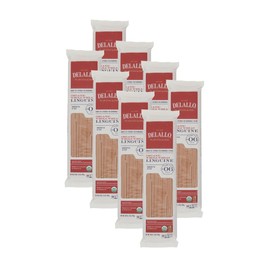 DeLallo Whole Wheat Linguine Pasta, 1 Pound Bag, (8 Pack), 100% Organic, Whole Grain Noodles, Made with Whole Durum Wheat, Bronze Cut, Kosher, Vegan, Non-GMO