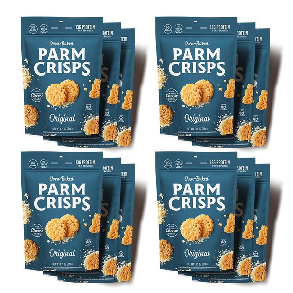 ParmCrisps Original, 1.75 Oz (Pack Of 12), Keto Snack, 100% Cheese Crisps, Gluten Free, Sugar Free,