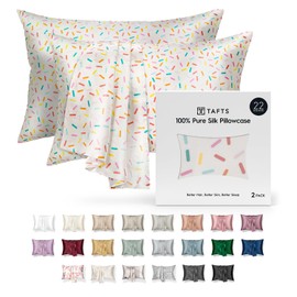 Tafts Silk Pillow Cases - 22mm 100% Pure Mulberry 6A Silk Pillowcase for Hair & Skin with Zipper Closure, Cooling, Natural, Organic, Double Sided Silk Pillow Case (Sprinkles, Standard 20"x26", 2pc)