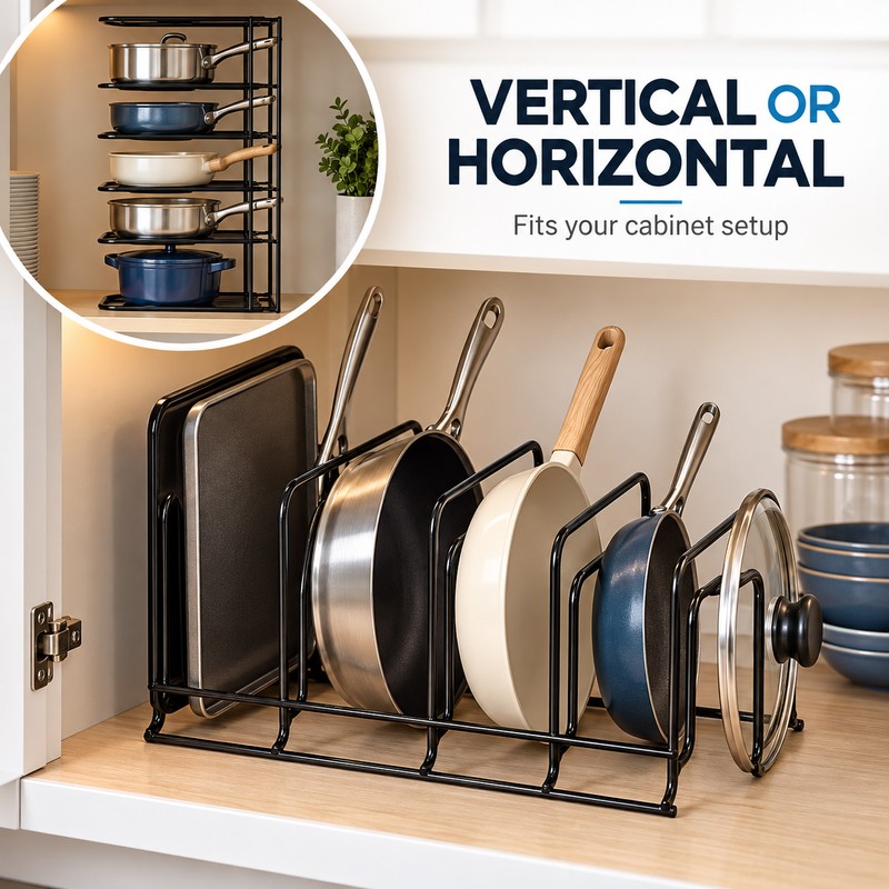 2 Pack Heavy Duty 5 Tier Pot and Pan Organizer