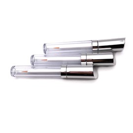 Tubo de acrílico multifuncional aspiradora para pestañas, frascos de delineador de ojos, contenedores de botellas con aplicadores de varita, mejor para el crecimiento de pestañas/cejas, suero de aceite de ricino, Transparente, plateado