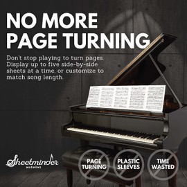 Sheetminder Soloist (Single) - Printed Sheet Music Organizer/No Page Turning, Windproof on Music Stand, No Plastic Sleeves, Easily Mark Fingering/Perfect for Students, Teachers, Bands, Performers