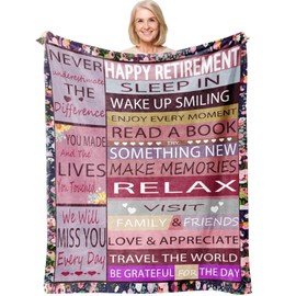 2025 Retirement Gifts for Women, Sentimental Retirement Blanket for Her, Soft Cozy Throw Blanket for Retiree, 60" x 50", Perfect Retirement Gift for Female Boss, Colleague, Friend, Relaxation Gift