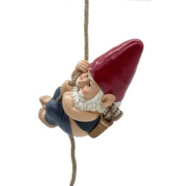 FICITI Funny Garden Gnomes Decorations, Archer Bowman Climbing Rope Hanging Gnome, Tree Hugger, Tree Decoration Ornaments, Outdoor Whimsical Gnome Statues – 8.5 inch