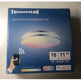 TorontoLed Smart WiFi RGB Flush Mount Ceiling Light 11in