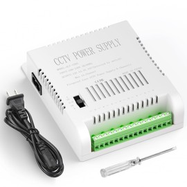 ALITOVE CCTV Power Supply 8 Channel Security Camera Power Distribution Box DC 12 Volt 5A 60W Voltage Adjustable 12V 13.5V 15V AC Adapter 100-240V 50-60Hz for DVR NVR Camera, LED Strip Light