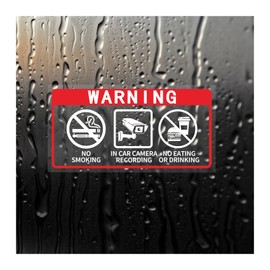 HMDZMR No Smoking In Car Camera Recording No Eating or Drinking Window Sticker Sign for car 2 x 4 Inch Self-Adhesive Security Warning Sign 8 Pack