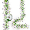 Eucalyptus Garland with White Petunias Flowers Fake Flowers,6FT-2Pcs