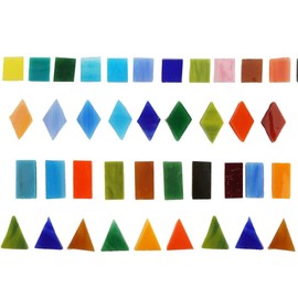 CarAngels Glass Mosaic Tiles Stained Glass DIY Home Decor Handmade Craft Random 400g Each Color Geometric Pattern (Mixed Square Triangle Rhombus)