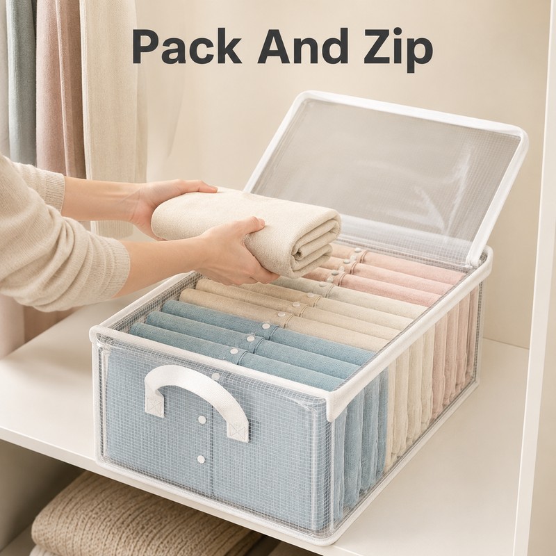 Foldable PVC Storage Box for Clothes - Transparent Dust-Resistant Organizer