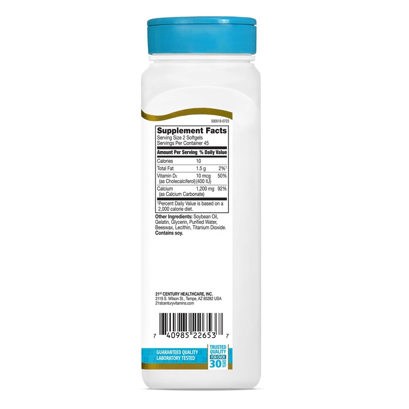 21st Century Calcium Plus D3 Liquid Filled Softgel, 1200 mg,