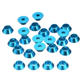 sourcing map M3 Cone Cup Countersunk Washers, 20 Pcs Anodized Aluminum Gaskets Cup Head Washer Gasket, Cup Screw Counterbore Gasket for Mechanical Accessories Parts, Sky Blue