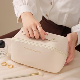 KASESSS 2 Pieces Cosmetic Bag, Toiletry Bag Women's Large, Make Up Bag Portable, Toiletry Bag Waterproof Makeup Bag for Travel, Wash Bag Women, Makeup Bag for Women and Girls (Beige)