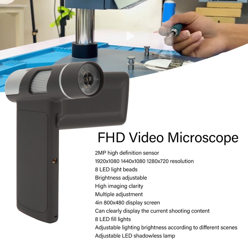 Handheld Digital Microscope 1080P 2MP Portable Pocket Microscope 4in LED