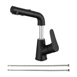 CINCOSKY Basin Sink Faucet with Pull Down Sprayer and Lift Function,Single Handle Plating Layer Sink Faucet for Bathroom Bar RV Laundry Outdoor, Matte Black Kitchen Faucet for Sink 1 Hole