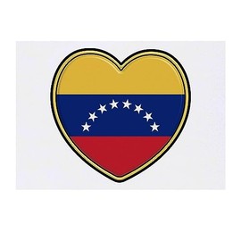 'Venezuela Flag Heart' Temporary Tattoo - Water Resistant, Skin-Safe, Non-Toxic Transfer (TO00062923)