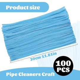 Giwrmu 100 Pieces Pipe Cleaners Chenille Stem, Light Blue Pipe Cleaners Craft, Fuzzy Sticks Craft Supplies, Colored Pipe Cleaner for Creative Handmade DIY Art Craft Project