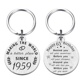ABNTY 65th Birthday Gifts for Women, Born in 1959 Birthday Gifts for Men, 65 Year Old Birthday Keychain, 65th Birthday Decorations