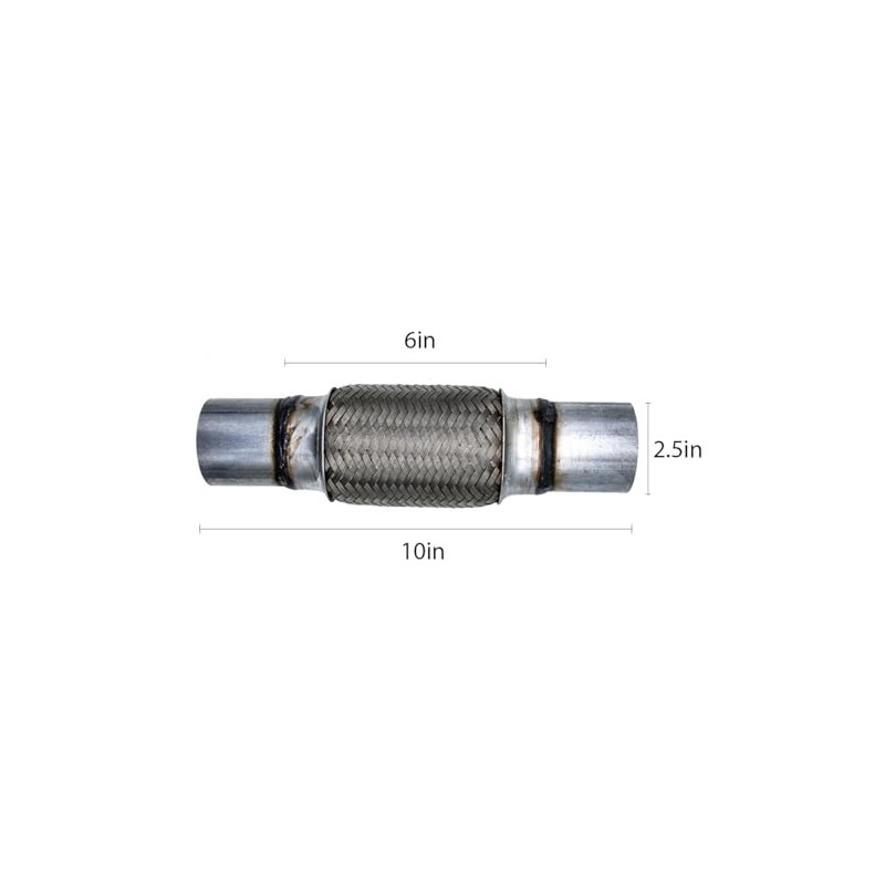 Tutuxio Exhaust Flex Pipe ID 2.5"x6"x10" with 2pcs U-Bolt Clamps,