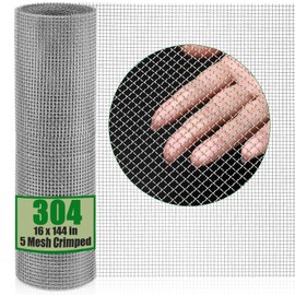 Valchoose Upgraded 304 Crimped Wire 0.65mm, 16X144 in (407x3660mm) Rust Proof Hardware Cloth Sturdy, Wire Mesh Roll Easy to Cut Shape, Chicken Roll for Chicken Coop, DIY Cage