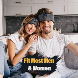 MUSICOZY Bluetooth Sleep Headband Headphones | Noise Cancelling Sleeping Headband, 5.4 Bluetooth Wireless, All-Night Comfort, Perfect for Yoga, Travel & Insomnia Relief (Gray)