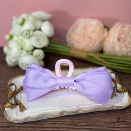 Hair Claw Clips with Satin Bows, Set of 2, Purple and Pink