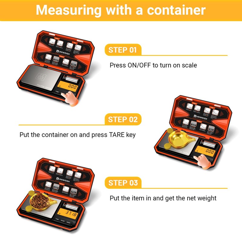 UNIWEIGH Digital Pocket Scale 200g/0.01g, Digital Scale Grams,6 Units Conversion
