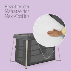 Maxi-Cosi Iris Flat Sheet, Fitted Sheet for Baby Cot, Fitted Sheet for Mattress of Compact Maxi-Cosi Iris 2-in-1 Travel Cot, White