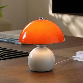 Glivpny Touch Bedside Lamp for Bedroom,Small Mushroom Table Lamps for Nightstand,Mushroom Decor Mini Modern Mid Century Lamp,Cute Lamps for Small Spaces for Kitchen Counter (Red)