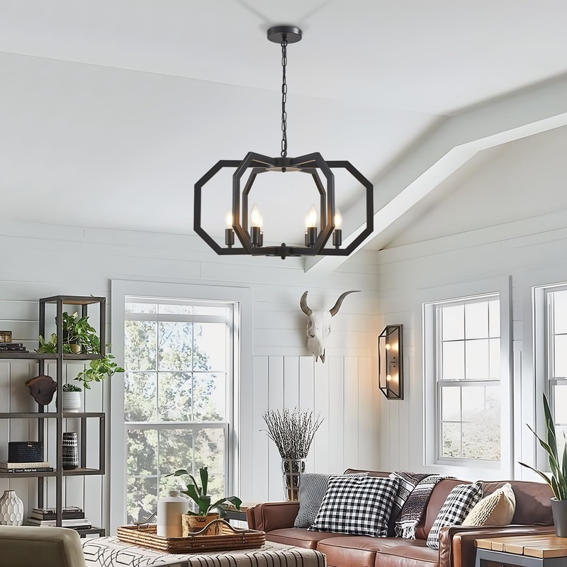 Lanhall 6 Light Farmhouse Chandelier Black Dining Room Light Fixture