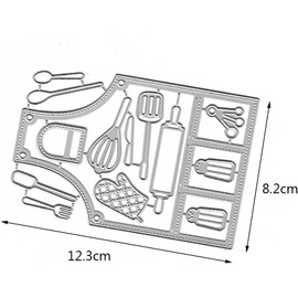Silver Kitchen Apron Metal Cutting Dies Cooking Cutting Dies Stencils DIY Scrapbooking Album Paper Card Making Embossing Craft Dies Decor,Die-Cutting and Embossing, Scrapbooking