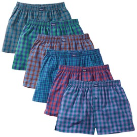 Charles Wilson 6 Pack Woven Boxer Shorts (M, Multi Check 81)