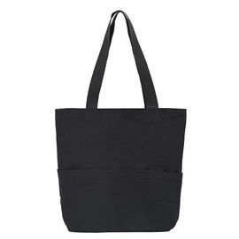 Augbunny Heavy Duty Durable Canvas Zipper Close Large Grocery Bag Beach Tote Shopping Bag With Outer Pockets Multi Purpose Daily Use Casual Tote.