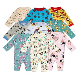 Ex UK Store Baby 3 Pack Sleep Suits All In One Cartoon Character Cotton 0 to 18 Months New (Girl 12-18m)