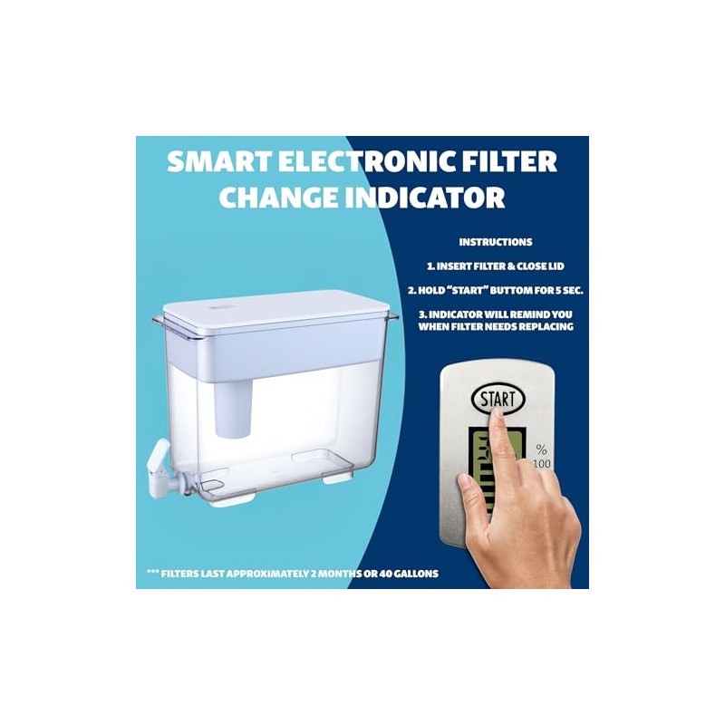 30-Cup Water Filter Pitcher & 5 Filters & Electronic Filter