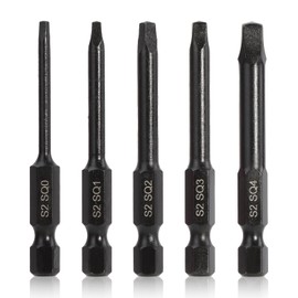 COMOWARE 10pcs Square Bit Set (SQ0-SQ4), S2 Steel 1/4" Hex Bit Set, Tamper-Proof Driver Bits Sets, CNC Tip Magnetic Drill Bitss, 2" Length, Impact Hex Bits Sets For Electronic Devices Disassembly
