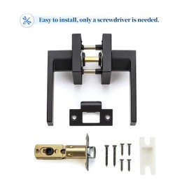 Ravinte 2 Pack Heavy Duty Door Lever Door Lock Square Lever Door Handles Right Left Handing Lever Set Matte Black Finish Passage Door Levers Dummy Door Lever Set Interior Keyless Non-Locking Levers