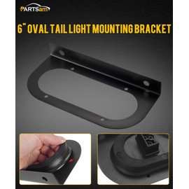Partsam 2Pcs 6" Oval Tail Light Mounting Brackets [L Shaped] [3mm Powder Coated Steel] [Ultra Sturdy] [Versatile Horizontal Mounting] for 6" Oval Taillights On Truck Trailer RV Grommet Flush Mount