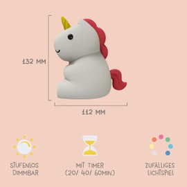 MegaLight LED Nachtlicht Kinder RGB Farbwechsel | Nachtlicht Baby ohne verschluckbare Kleinteile | Stilllicht dimmbar Timer | Nachtlicht Einhorn mit Touch USB | Maggy Magic