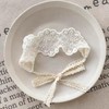 Bethynas Baby White Lace Elastic Headband Toddler Hair Bow Baptism