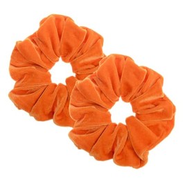 Pack of 2 Large Women Hair Bobbles Velvet Hair Scrunchies Rubber Bands Colourful Elastic Hair Bands for Girls Women Hair Accessories (Orange)